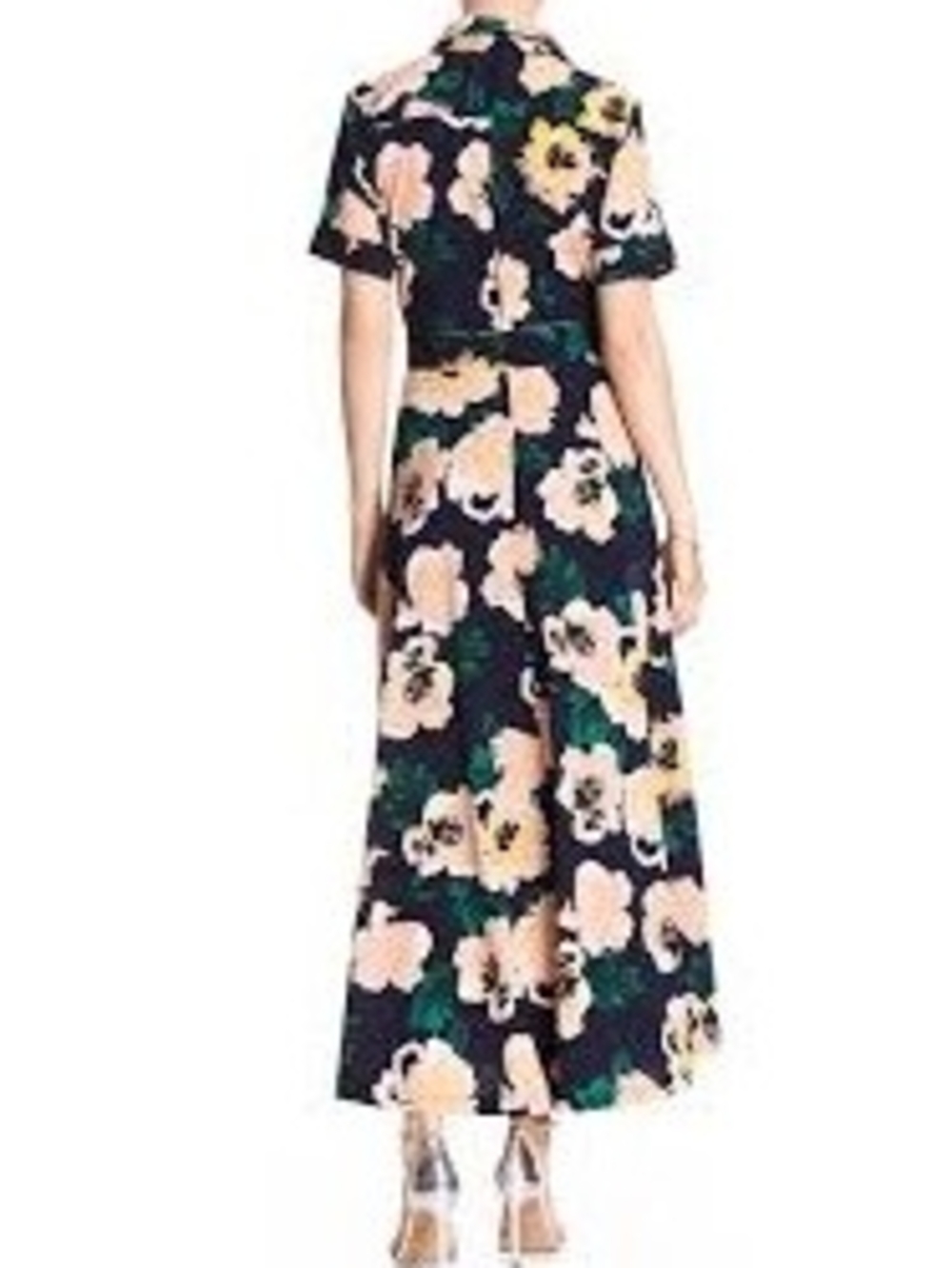 Banana Republic Floral Tie-Waist Midi Dress Missing Belt Misses Large - Picture 3 of 12